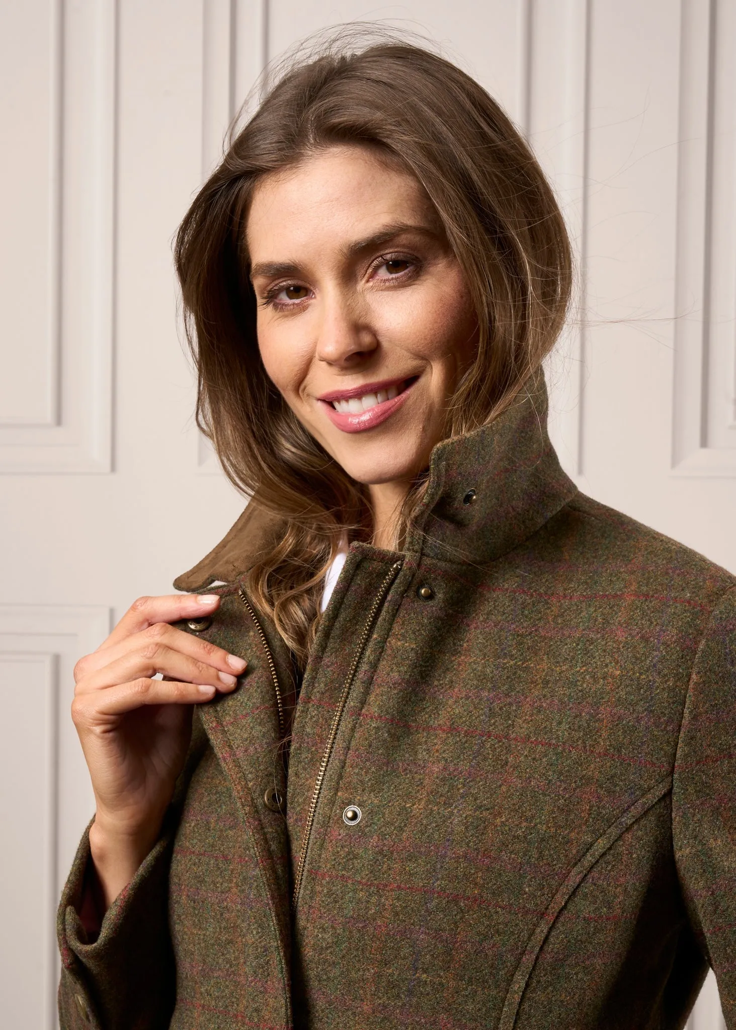 Surrey Ladies Tweed Coat In Hemlock - Regular Fit