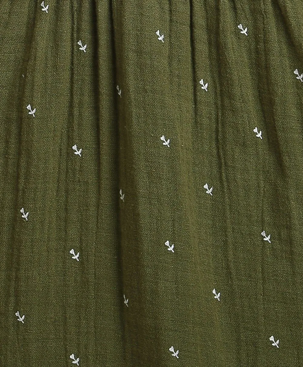 Sweetlime By AS Peter Pan Collar Olive Green Cotton Dress with a Matching Bloomer.