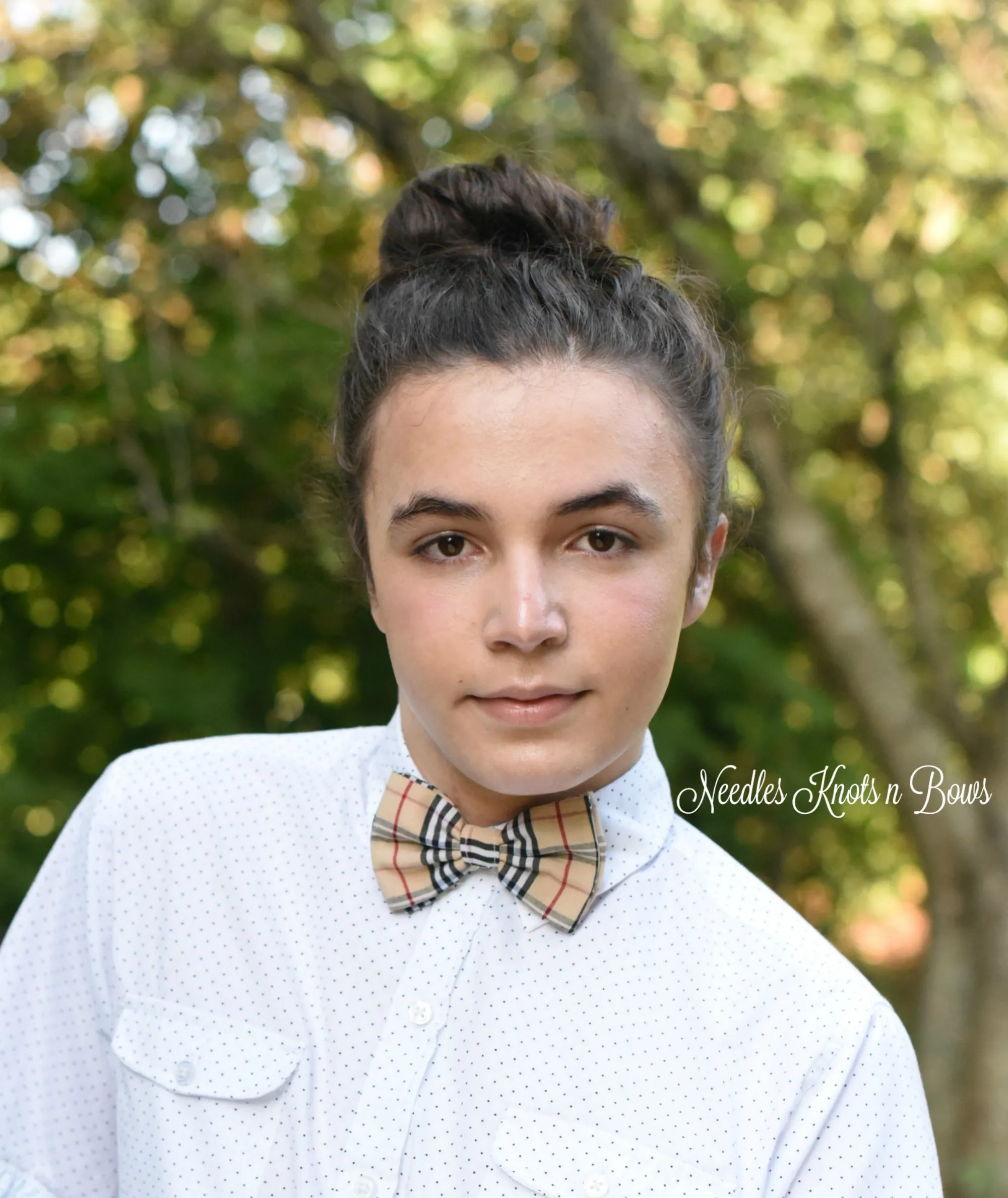 Tan & Black Plaid Bow Tie, Ring Bearer, Groomsmen