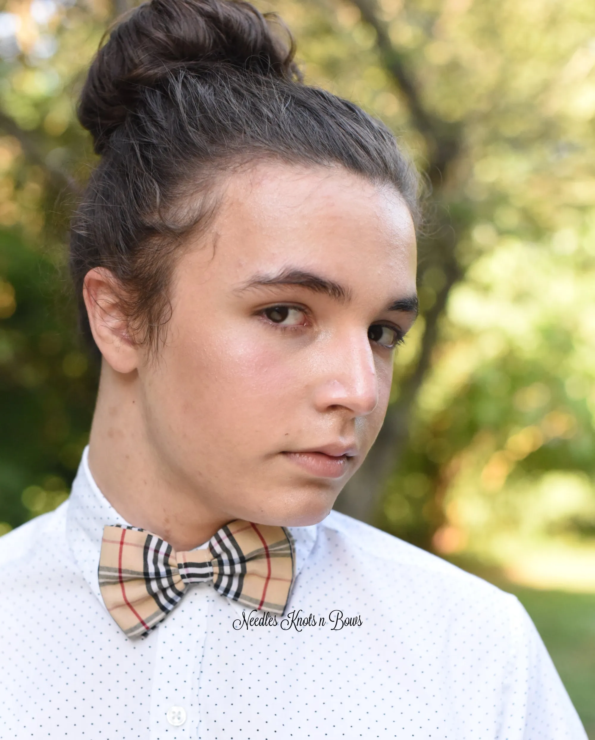 Tan & Black Plaid Bow Tie, Ring Bearer, Groomsmen