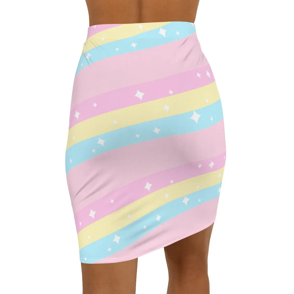 Teatime Fantasy Rainbow Women's Mini Pencil Skirt