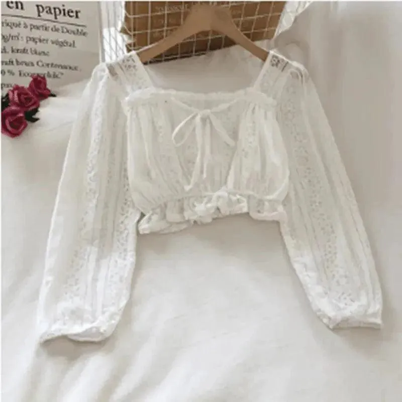 Temperament Ruffled Square Neck Lace Clavicle