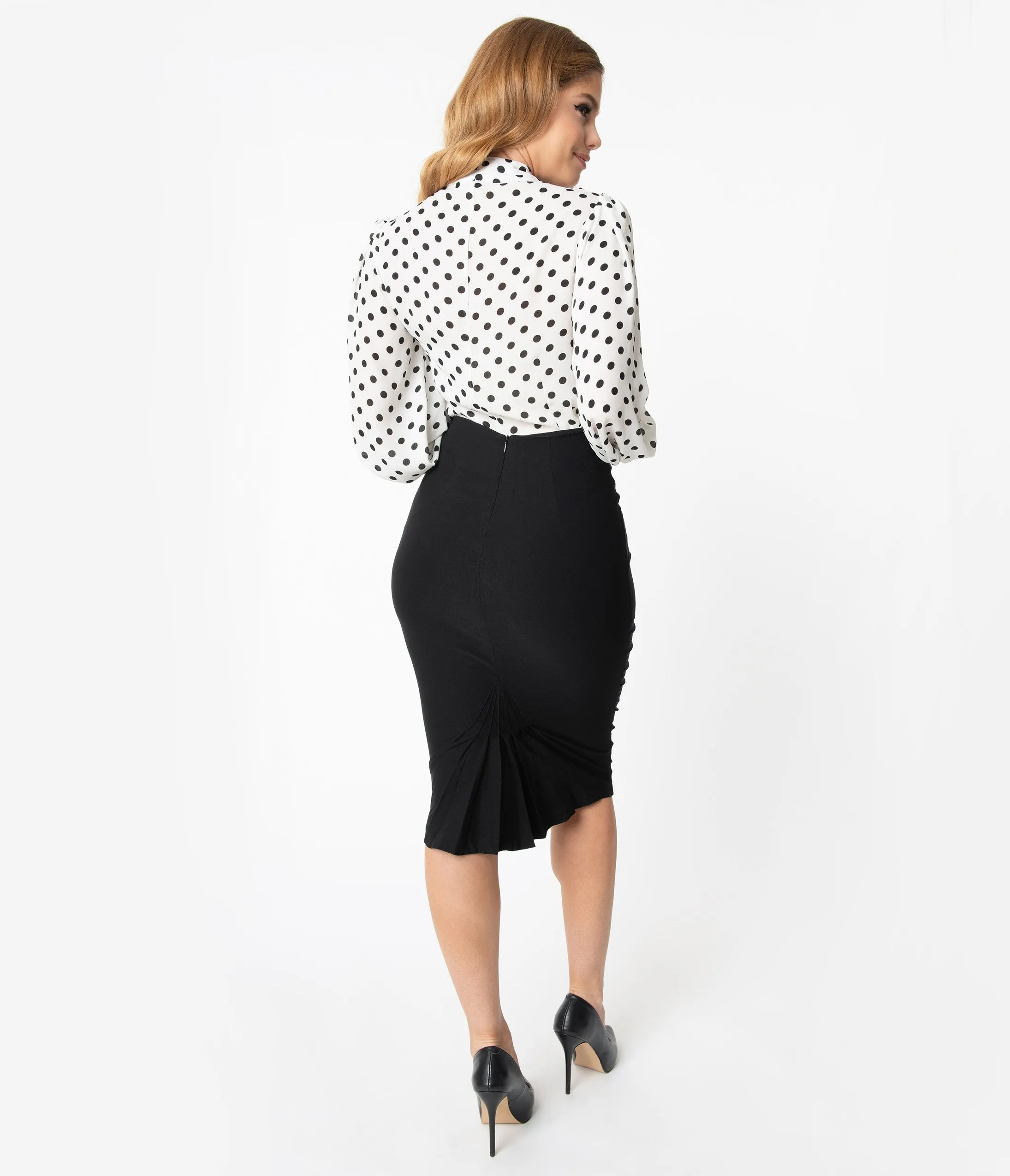 Unique Vintage Black Stretch High Waist Tracy Wiggle Skirt