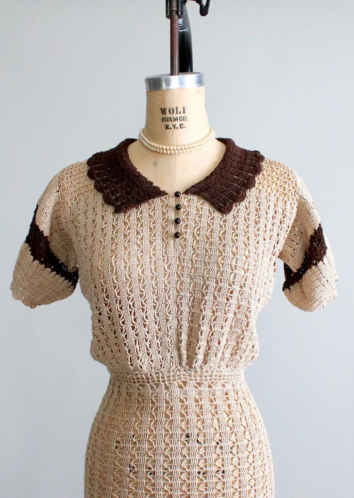 Vintage 1930s Babydoll Knit Day Dress