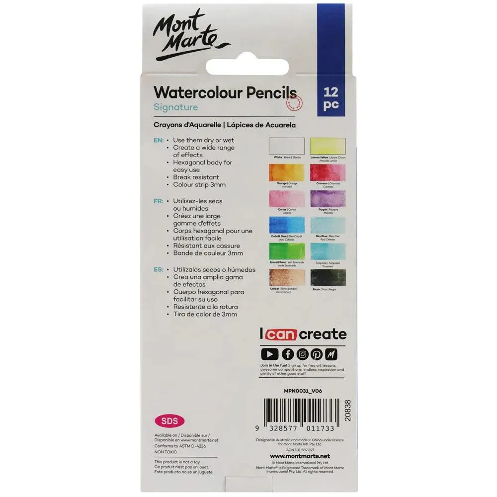 Watercolour Pencils Signature 12pc - Mont Marte