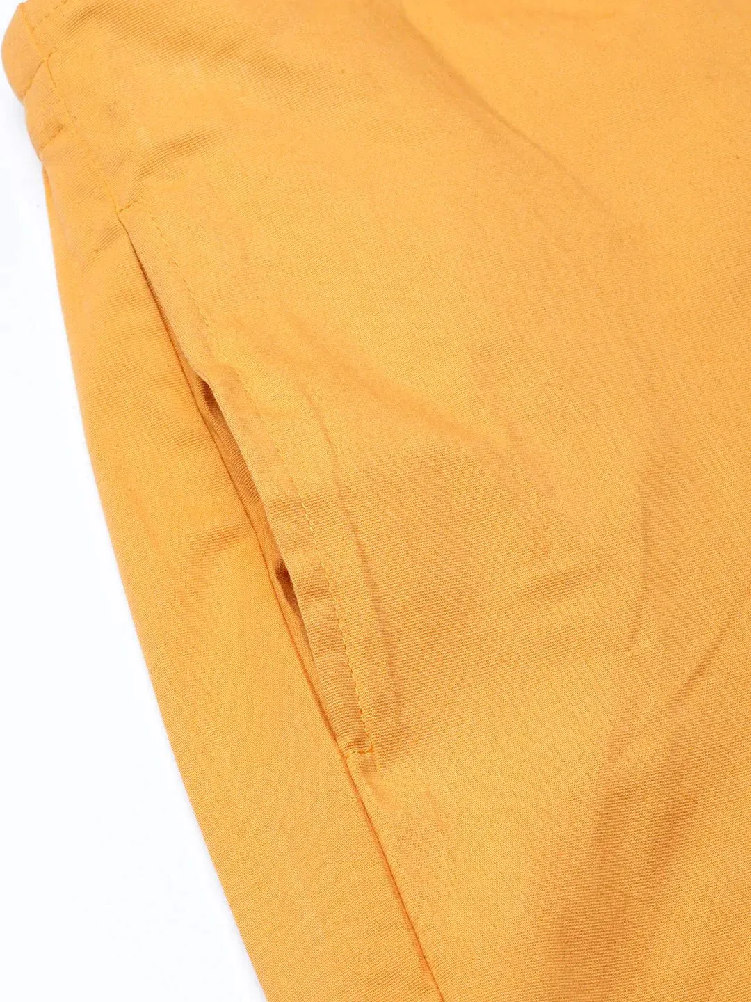 Women Mustard Smart Fit Solid Bottom Flared Trousers