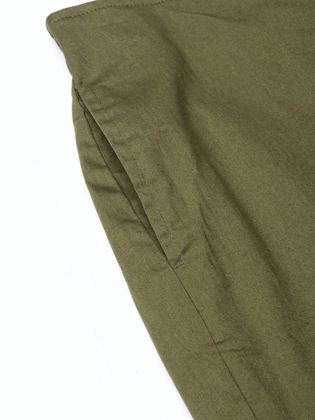 Women Olive Green Smart Fit Solid Bottom Flared Trousers